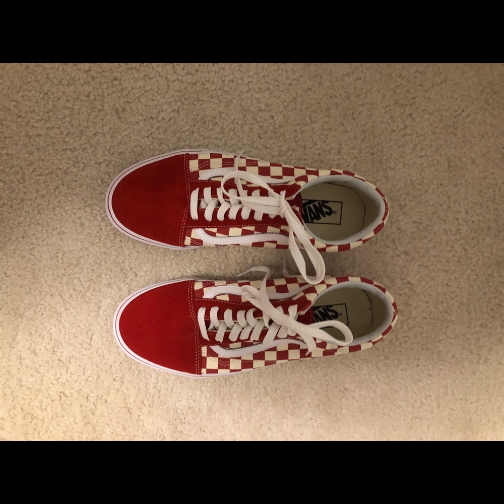 red and white checkered vans